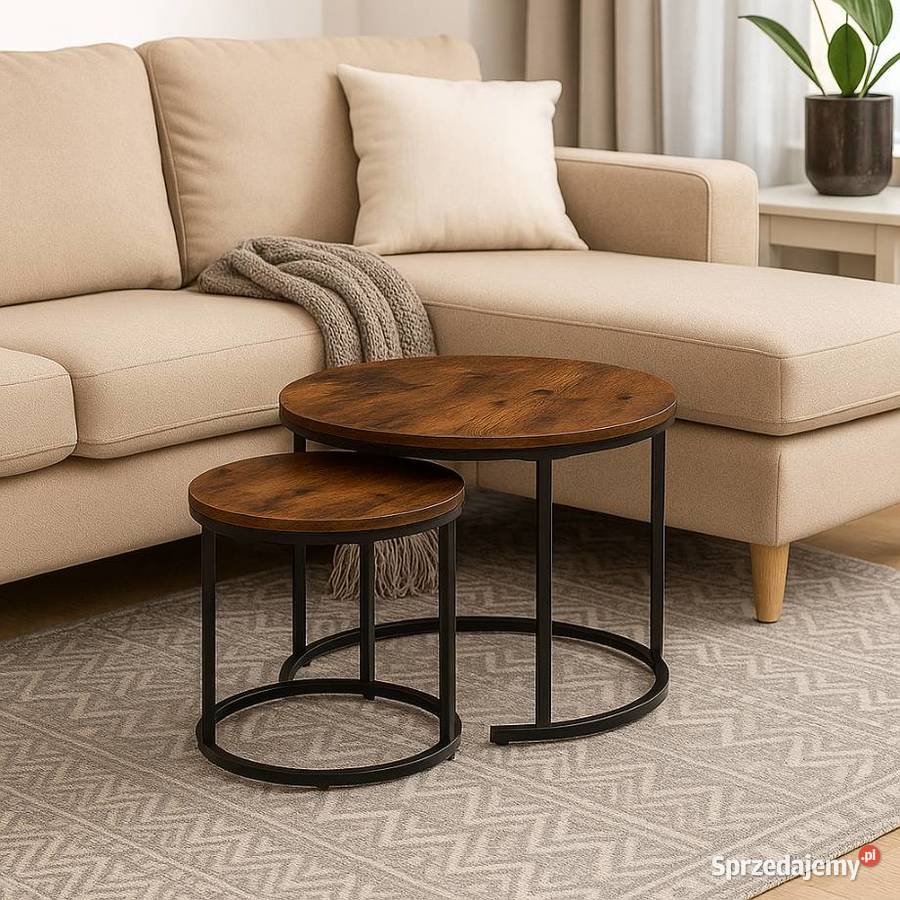 Nowoczesne stoliki kawowe okrągłe zestaw 2w1 Poznań
