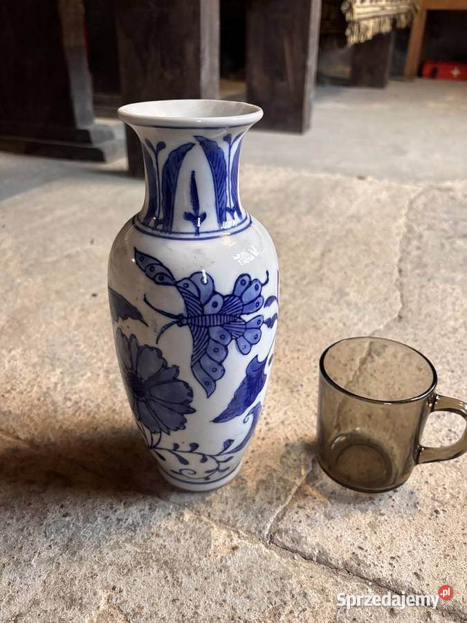 PRL Flakon wazon kolorowe szkło fajns porcelana Kosianka-Boruty