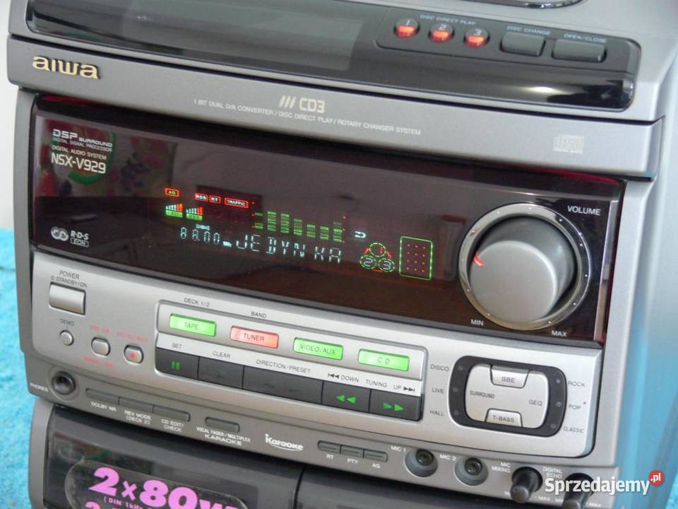 Wieża Aiwa 510 wat AUX CD radio Karaoke mocna sprzedam