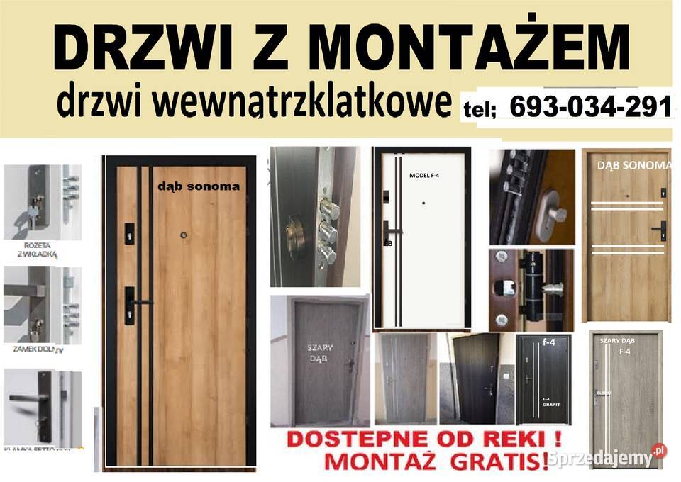 Drzwi z montażem ZEWNĘTRZNE wejściowe Sieradz sprzedam