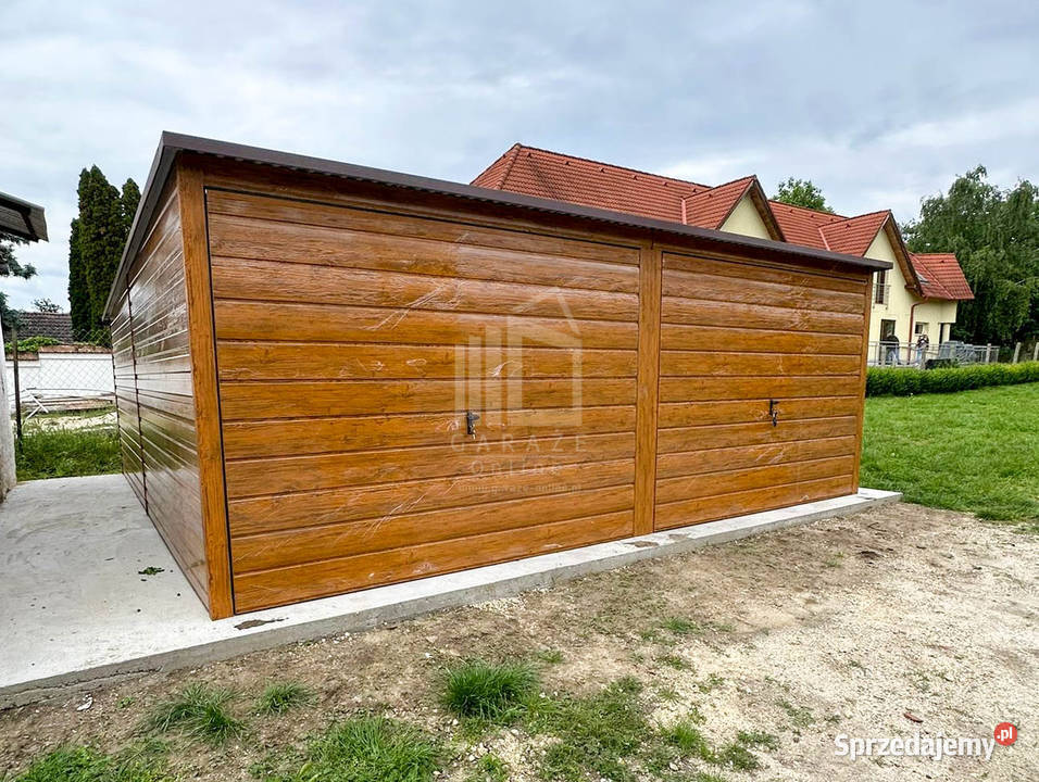 Garaż blaszany 6x6m 2x brama uchylna rynna dach Sprzedaż Września