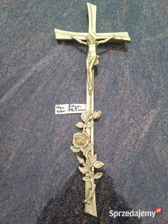 Krzyż srebrny z różą mosiężny wizerunek mazowieckie