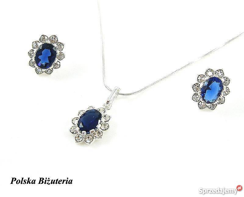MEGA Srebrny Komplet z Szafirami na Prezent Białystok