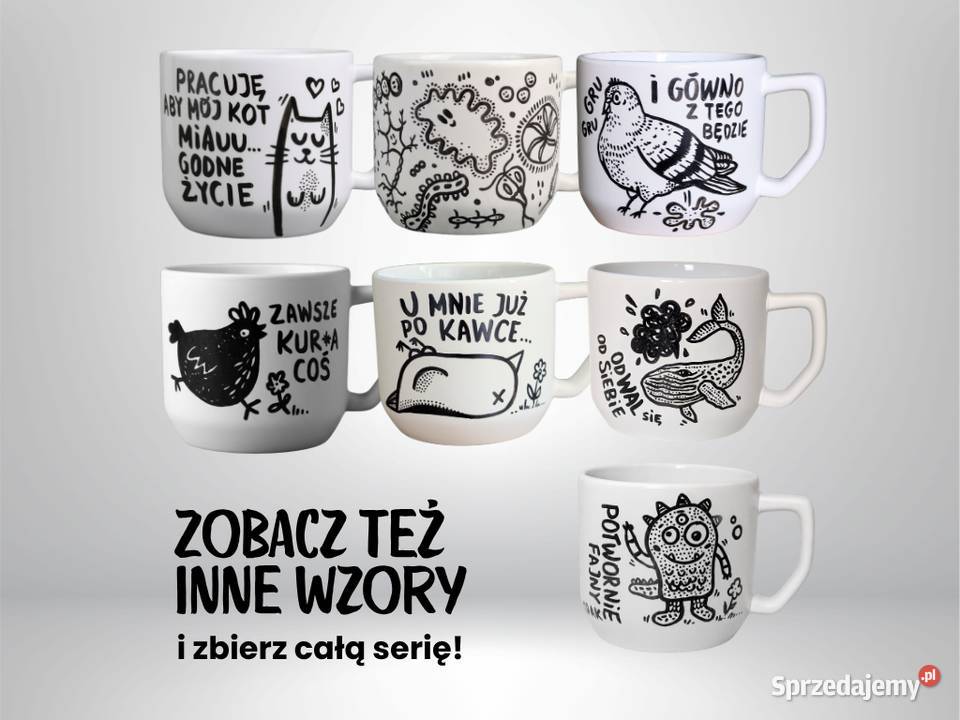 Kubek Ceramiczny Ręcznie Malowany SROCZKA 300ml Dobrzykowice