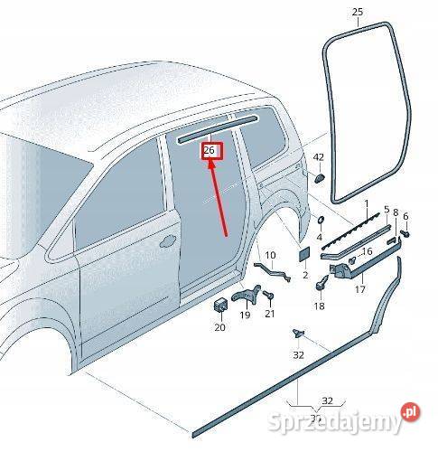 VW SHARAN 7N USZCZELKA DRZWI LEWY TYŁ 7N0868381A Pleszew