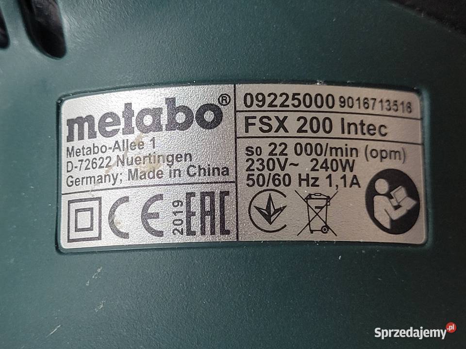 Szlifierka mimośrodowa Metabo FSX 200 Intec wielkopolskie Poznań