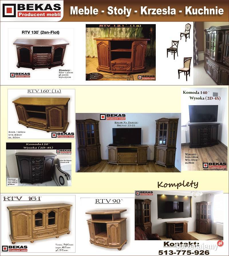 Stylowy Komplet Dębowy Witryna Naro Komoda RTV 50cm