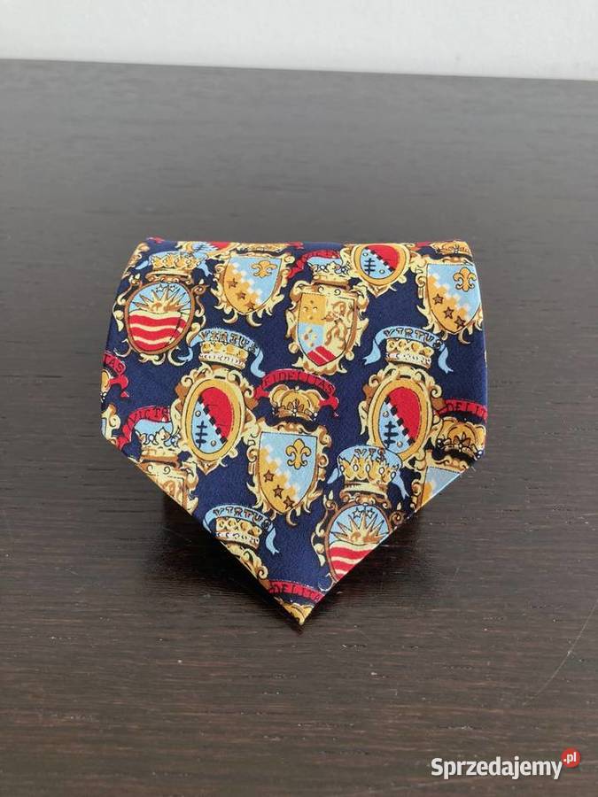 Granatowy krawat Yorn wzór heraldyczny 100