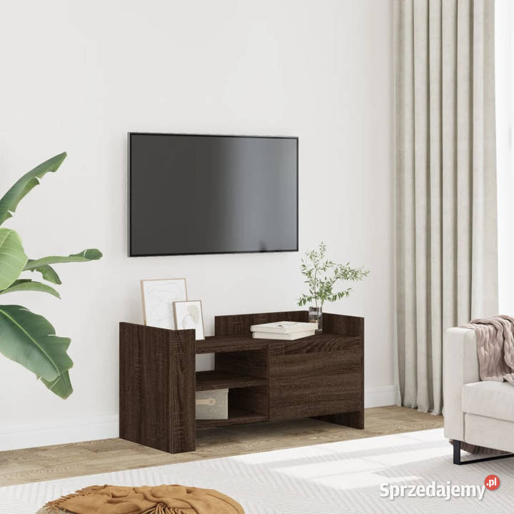 Szafka pod telewizor brązowy dąb 80x35x40