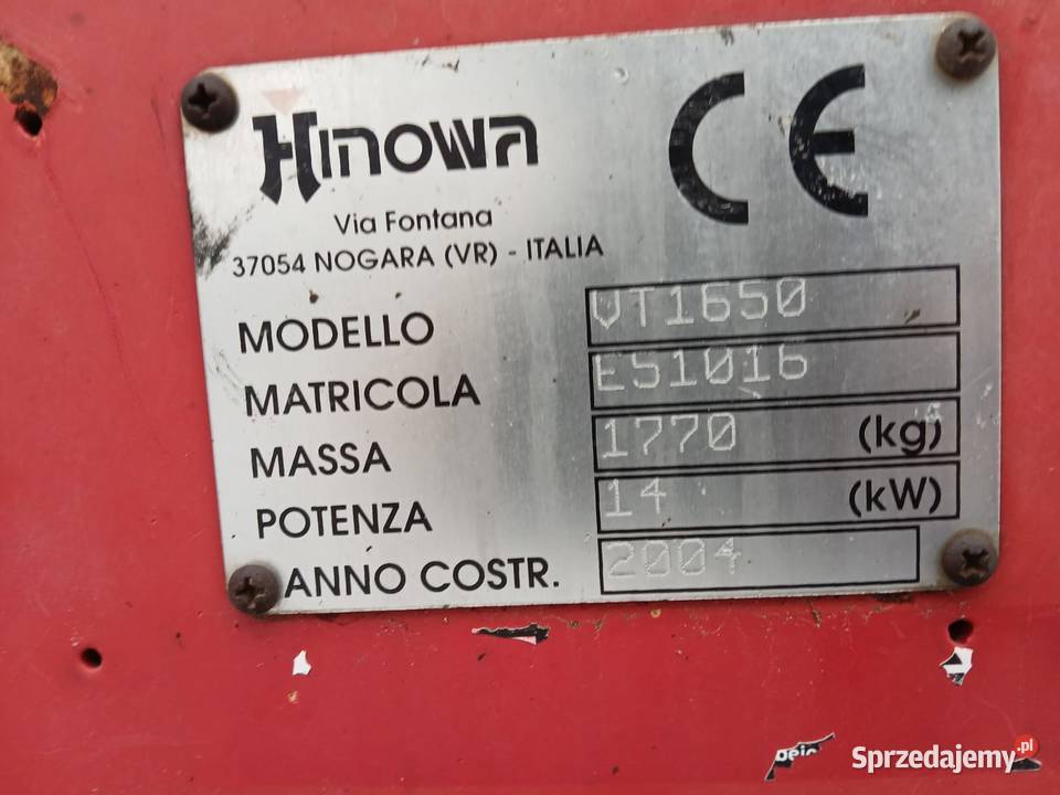 Hinowa VT1650 Hinowa VT1650 Mini koparka z 2001r Złoczew