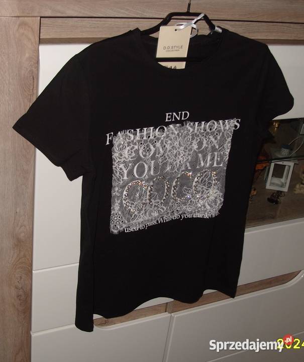 cyrkonie napis COCO koronka Tshirt NOWY rM LXL Rawicz