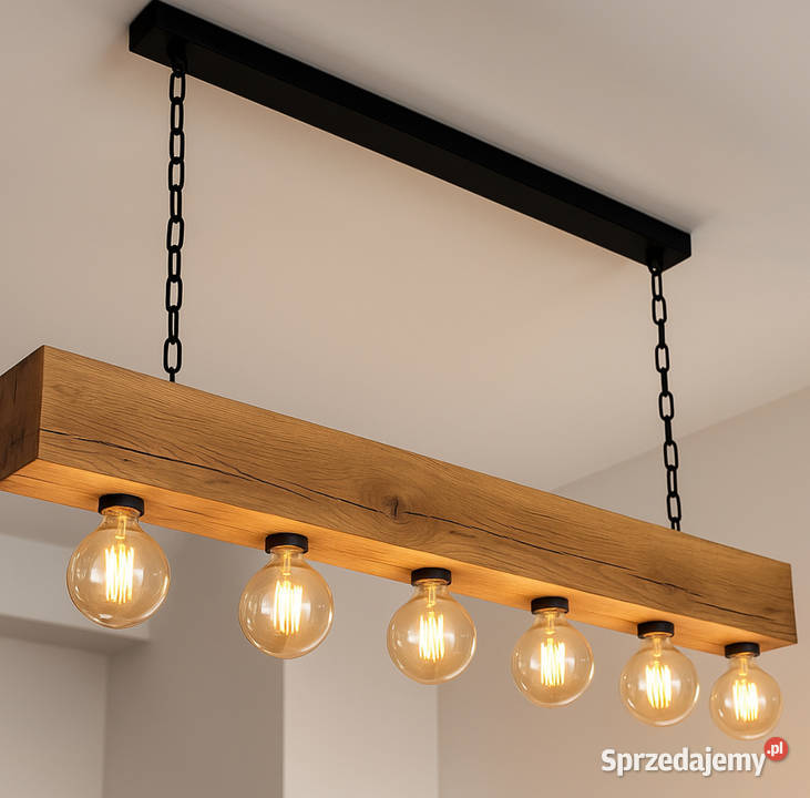 Lampa wisząca z litego drewna styl loft Tczew sprzedam