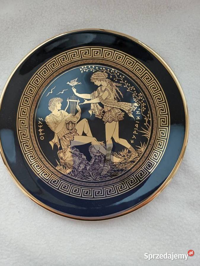 Ozdobny talerzyk z greckiej porcelany 24Kgold