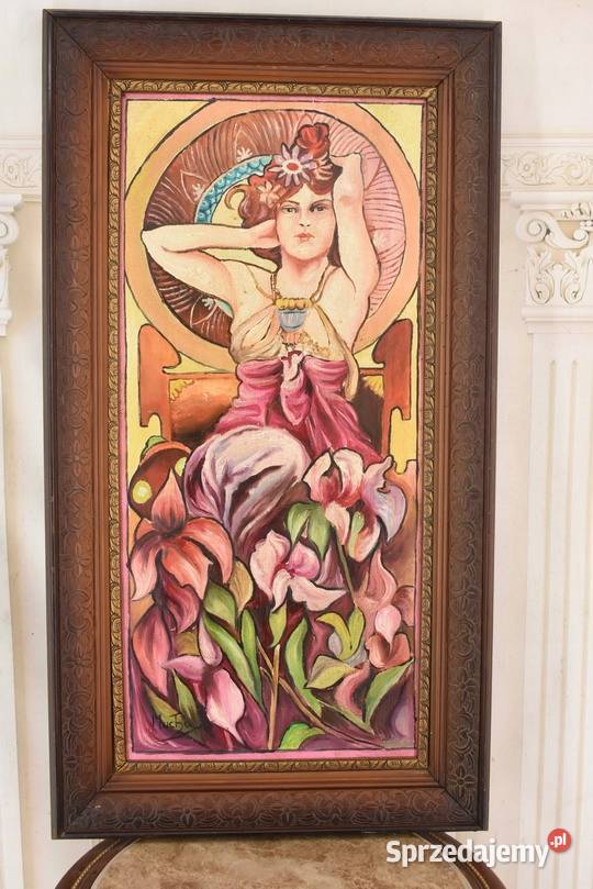 Alfons Mucha Dama Kameliowa Portret z Kwiatami 2