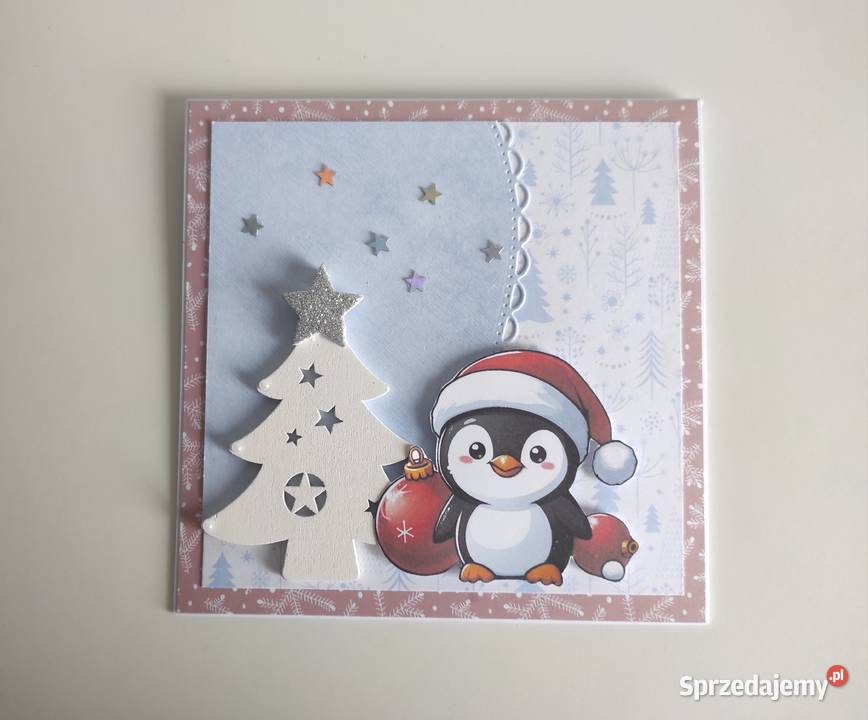 Kartka świąteczna ręcznie robiona na Boże Łódź