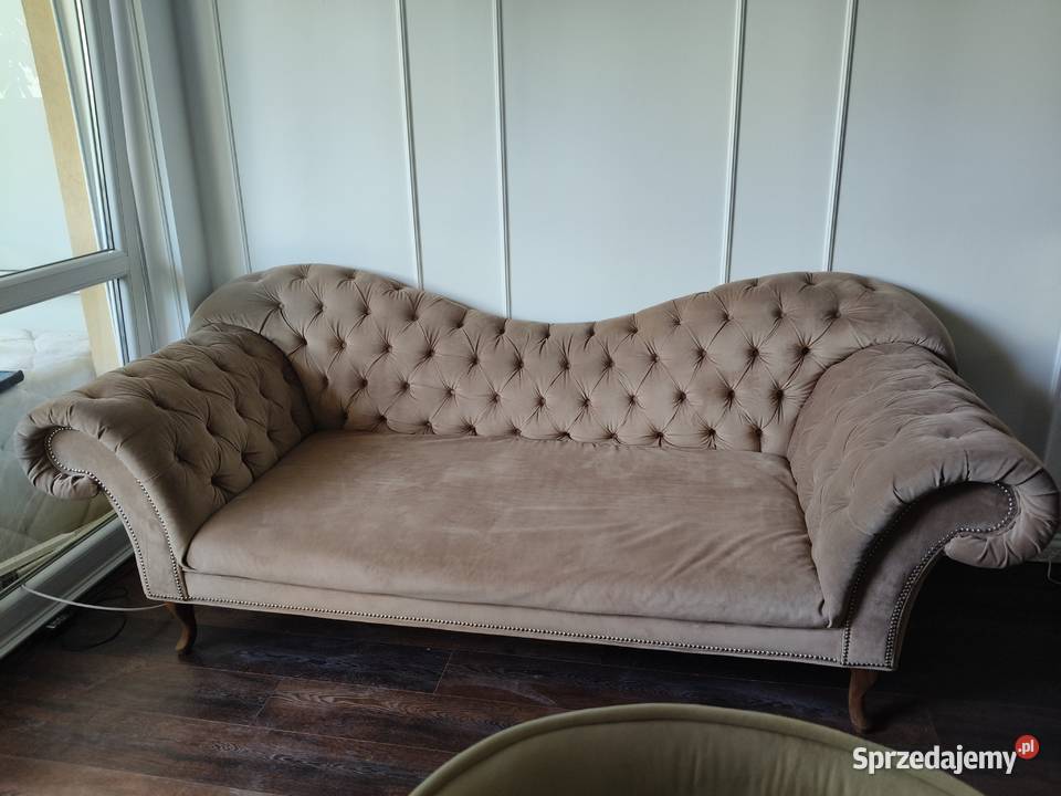 Pikowana Sofa Kanapa Welurowa Chesterfield Warszawa
