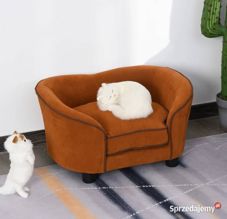 Sofa dla psa lub kota legowisko mata pluszowy brązowy