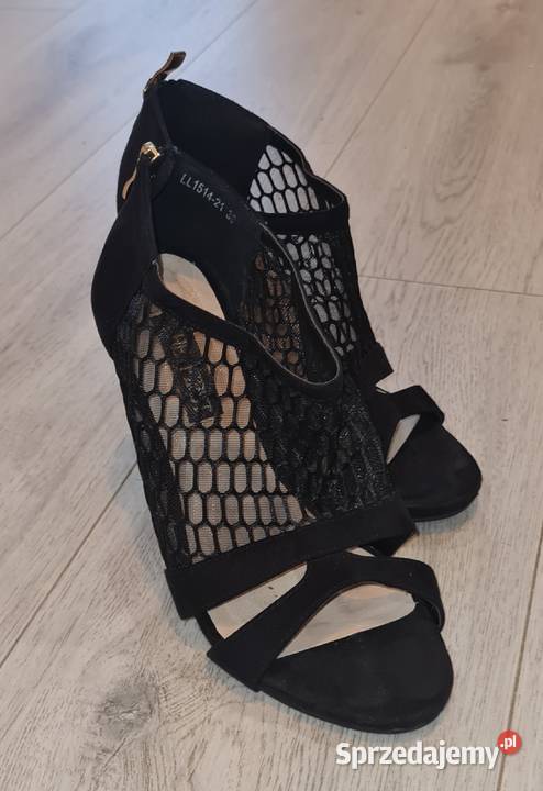 Sandałki damskie szpilka siateczka zip 36 23cm Łódź