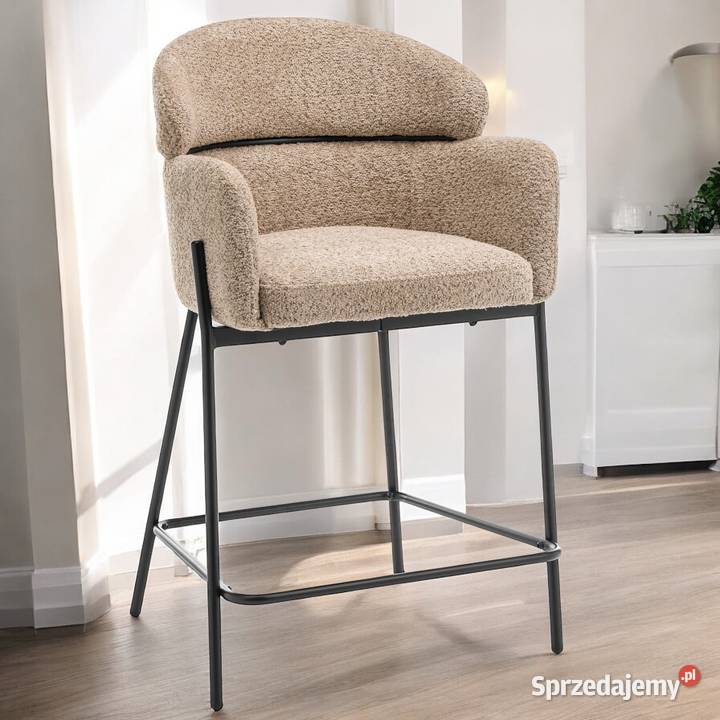 Hoker Tapicerowany Bolzano Boucle Ciemnobeżowe Hokery Tarchały Małe sprzedam