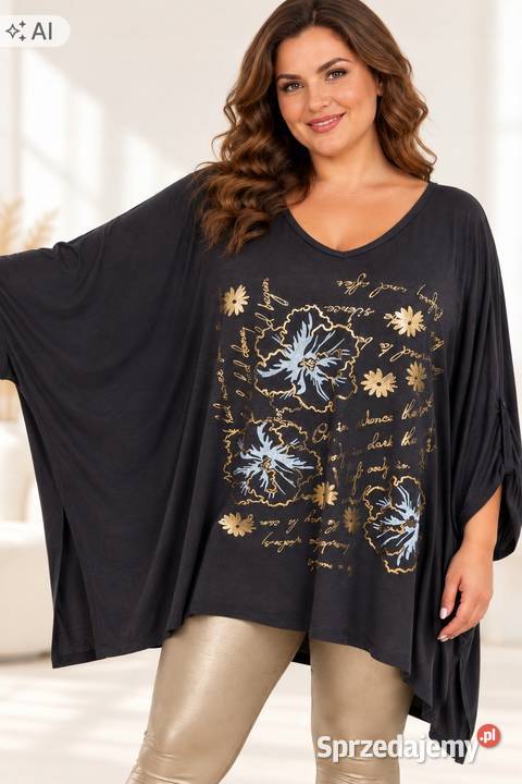 Tunika damska PLUS SIZE z kwiatowym nadrukiem Pątnów