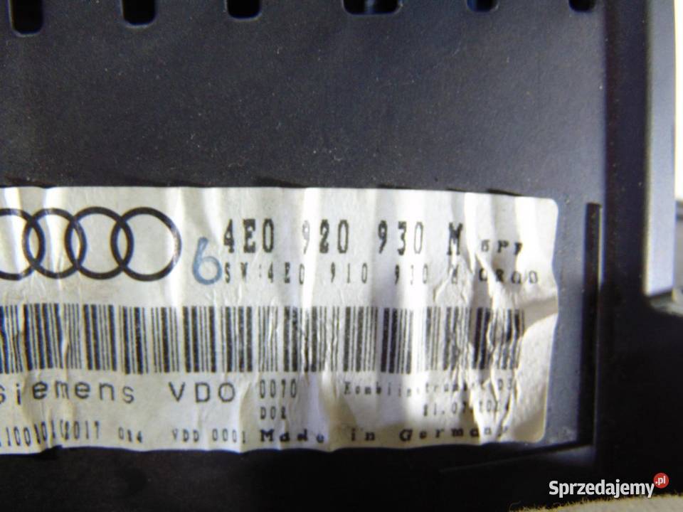 LICZNIK AUDI A8 D3 40 TDI 4E0920930M Liczniki i zegary