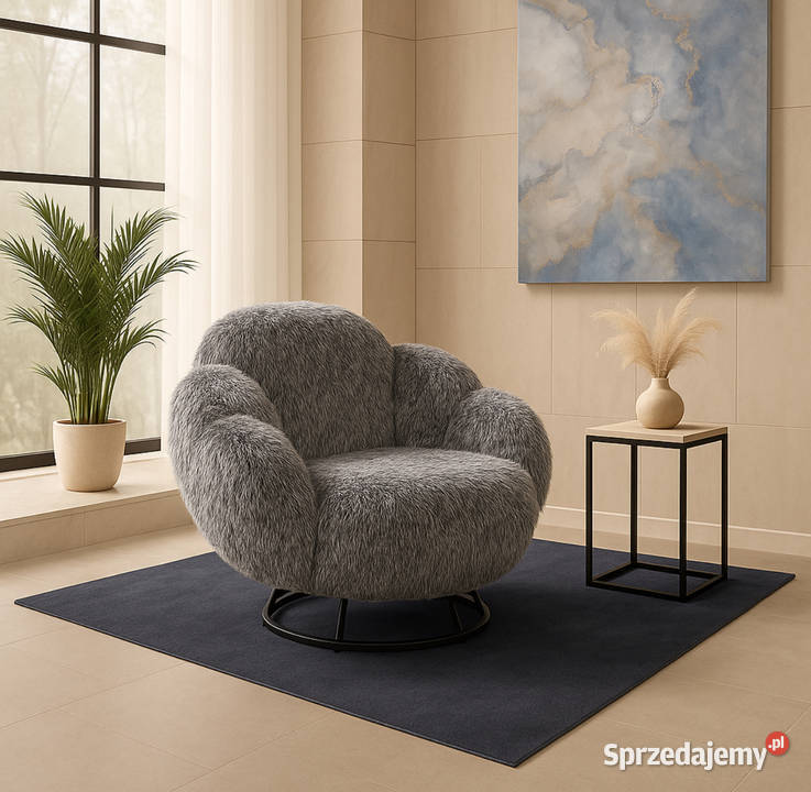 Obrotowy fotel wypoczynkowy Inverno szary Tarchały Małe