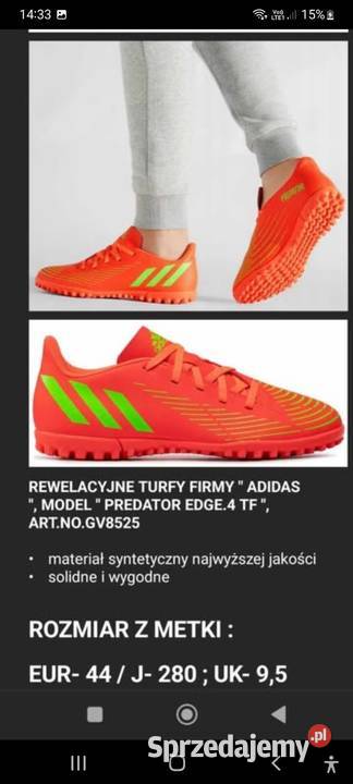 Buty sportowe Adidas Turfy 44 Predator Edge 4 TF Piłka nożna
