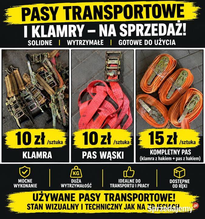 Pasy transportowe i klamry do pasów duża ilość mazowieckie Siedlce sprzedam