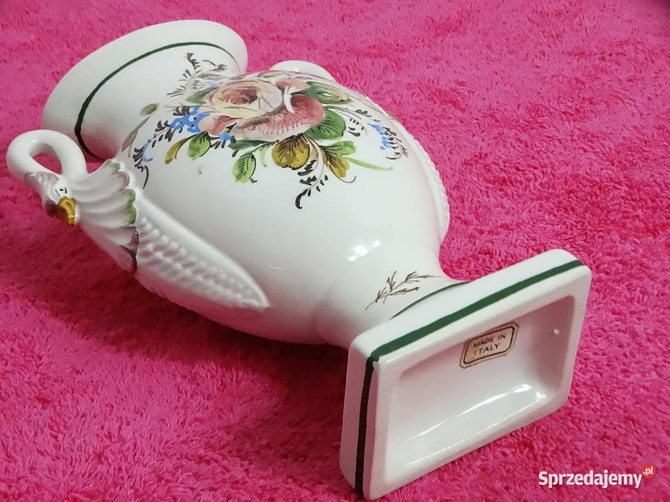 Włoski wazon ceramiczny ręcznie malowany Vintage Biłgoraj