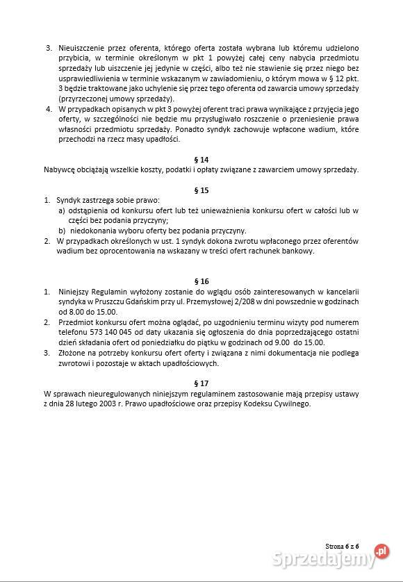 Syndyk sprzeda nieruchomość w miejscowości Syndyk sprzeda Jankowice