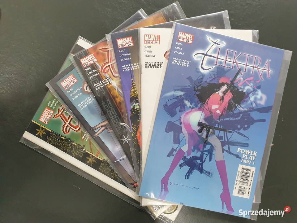 Elektra zestaw 6 oryginalnych komiksów Marvel pomorskie