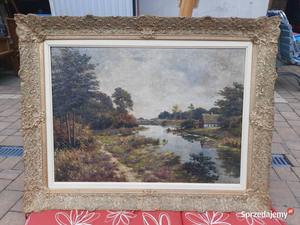 obraz olej na płótnie duży wielkopolskie Mielnica Duża sprzedam