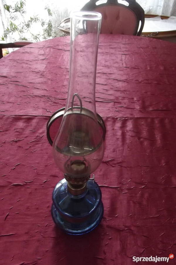 Lampa naftowa PRL odcienie błękitu Piekary Śląskie