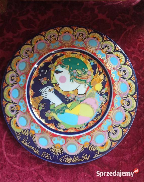 Anioł z trąbką Bjorn Wiinblad Talerz Porcelana i szkło Gdańsk