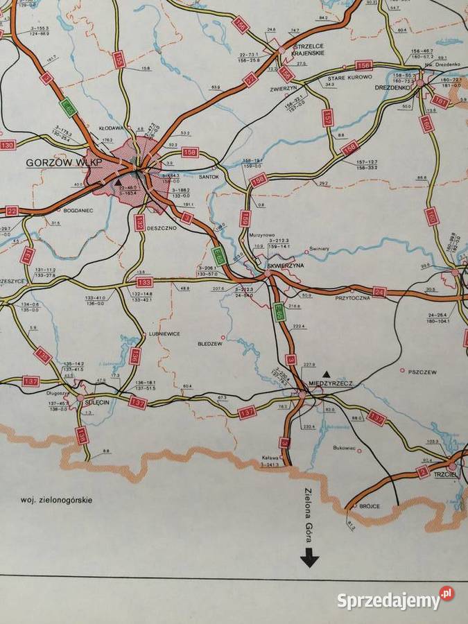 2537 Mapa Sieci Dróg Krajowych Woj Koszalinskie sprzedam