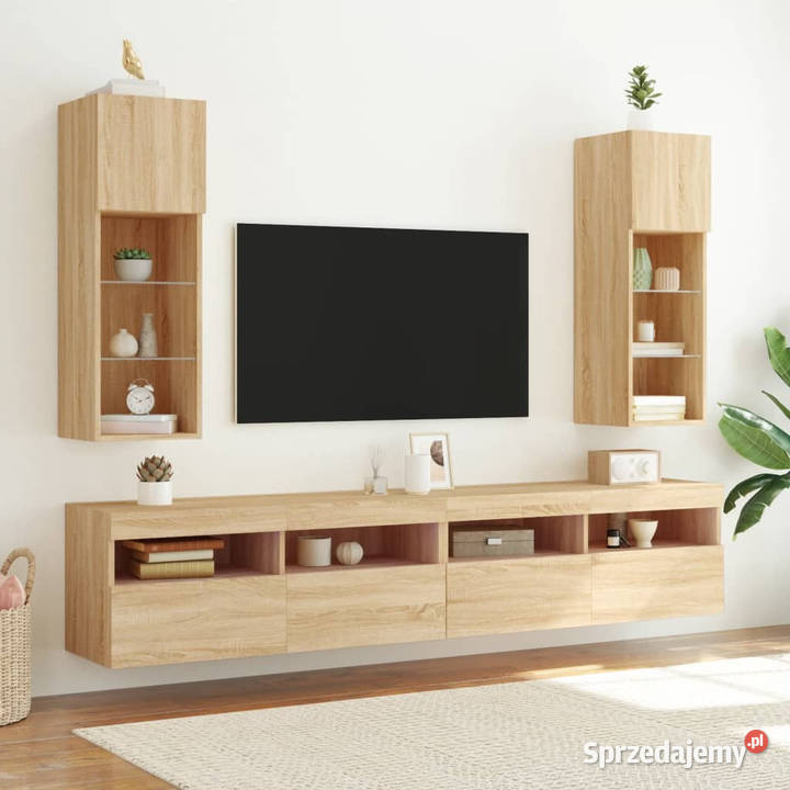 Szafka TV z LED dąb sonoma 305x30x90 WM837005 Warszawa