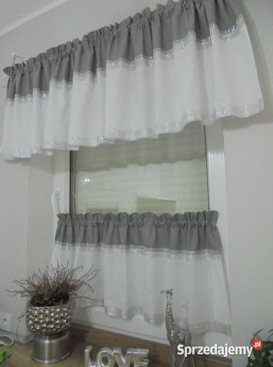 firanki zazdrostki lambrekin zasłonki GLAMUR biały
