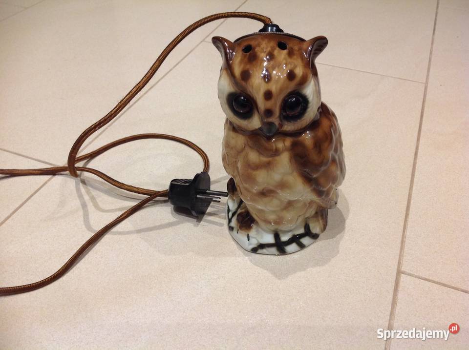 Stara Lampa Ceramiczna Sowa Sygnatura Nowa Sól
