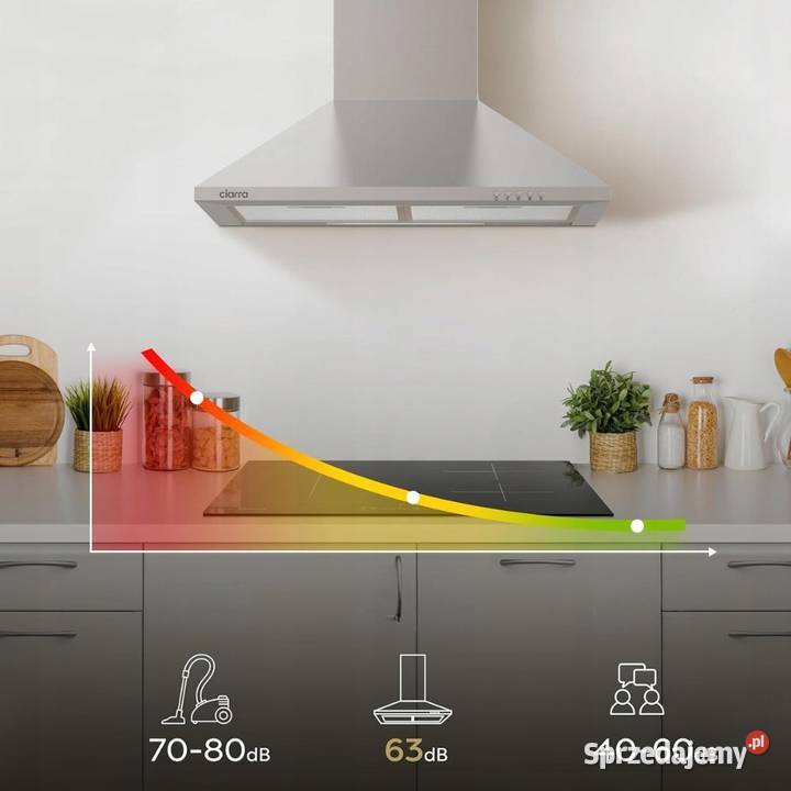 Okap ścienny kuchenny 60 srebrny ze stali Myszyniec