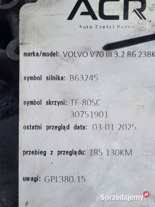 AUTOMATYCZNA SKRZYNIA BIEGÓW Volvo S80 II 32 Rudka