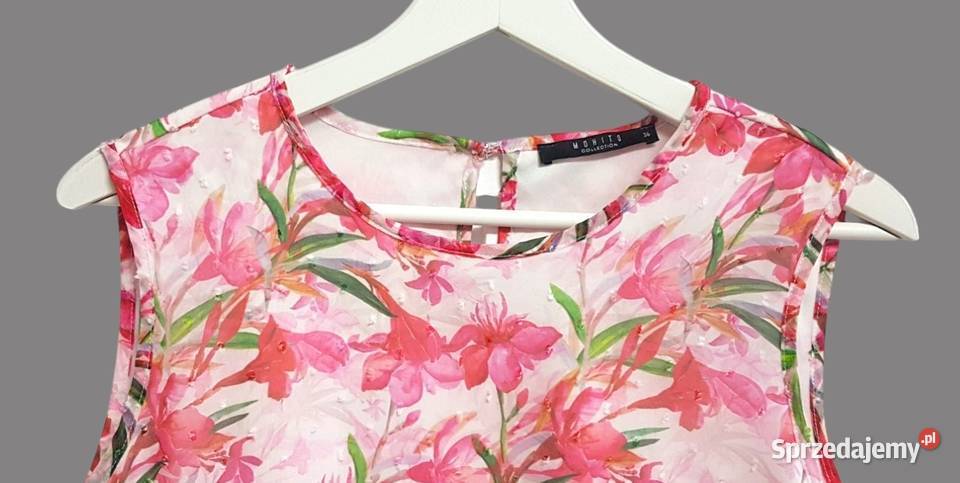 Bluzka różowa kwiaty na ramiączkach Mohito 36S Chrzanów