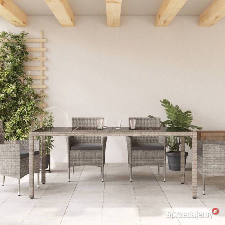 Stół ogrodowy ze szklanym blatem szary 190x90x75 mazowieckie