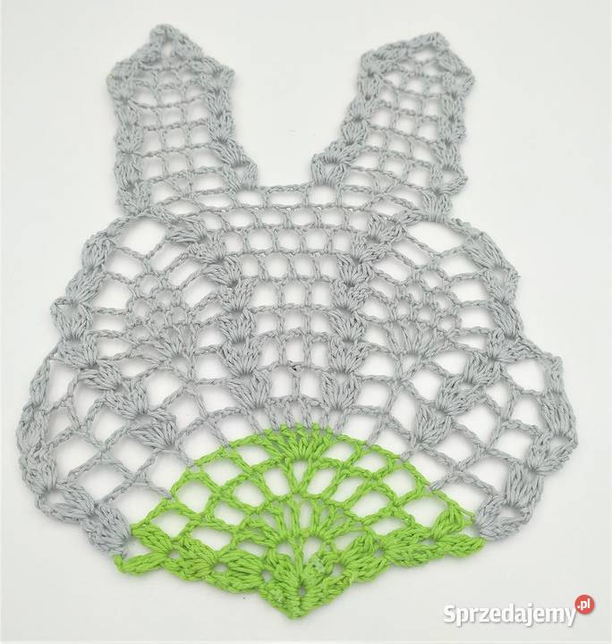 Zawieszka serwetka zajączek na szydełku szary sprzedam