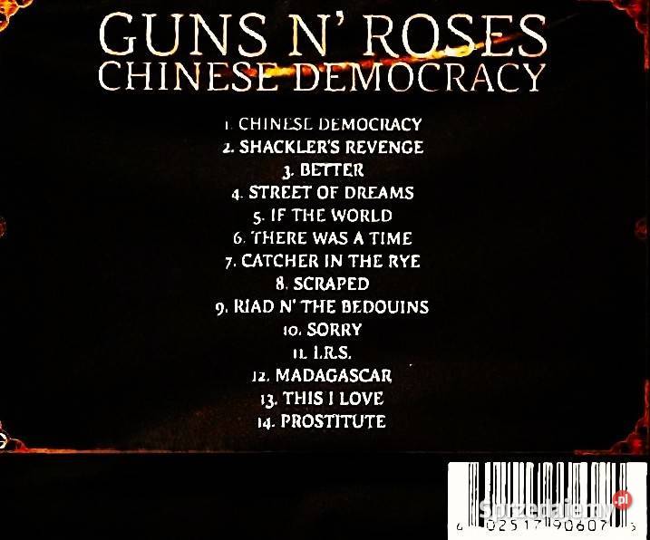 CD Nowy Album CD GUNS N ROSES Album Chinese małopolskie