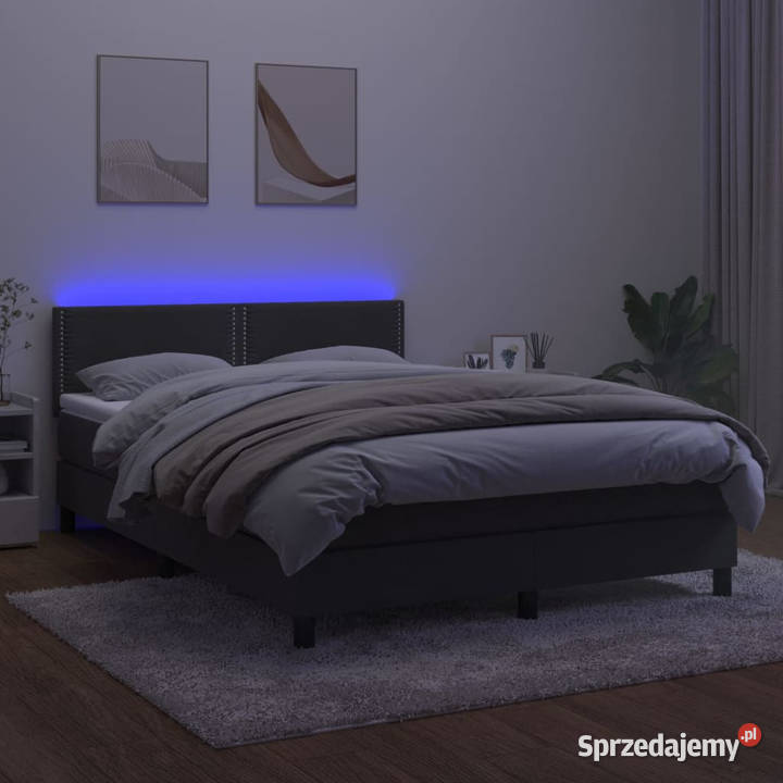 Łóżko kontynentalne z materacem i LED szary 88cm mazowieckie Warszawa
