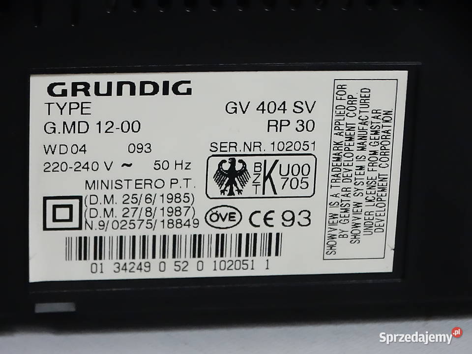Magnetowid VHS Grundig GV 404 SV Uszkodzony na Magnetowidy lubelskie Biłgoraj
