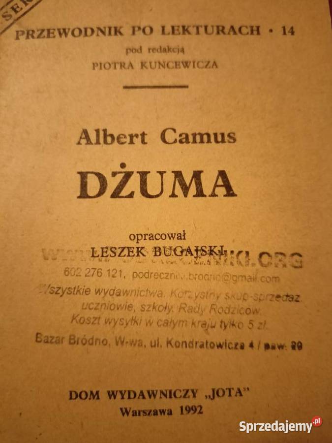 Dżuma Camus biblioteka analiz literatury