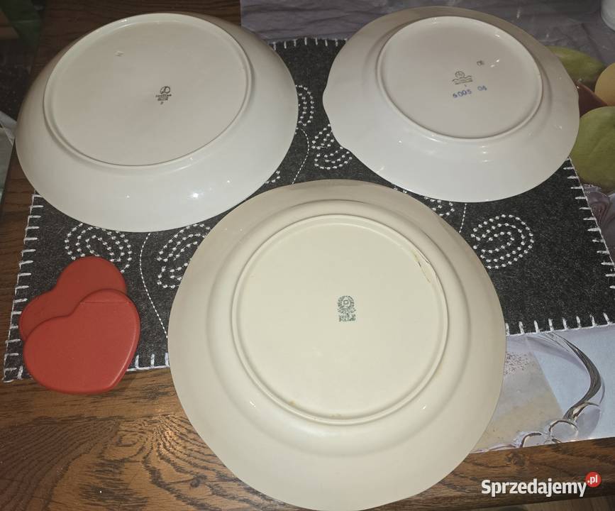 Trzy sygnowane półmiski Porcelana PRL Tułowice Sosnowiec