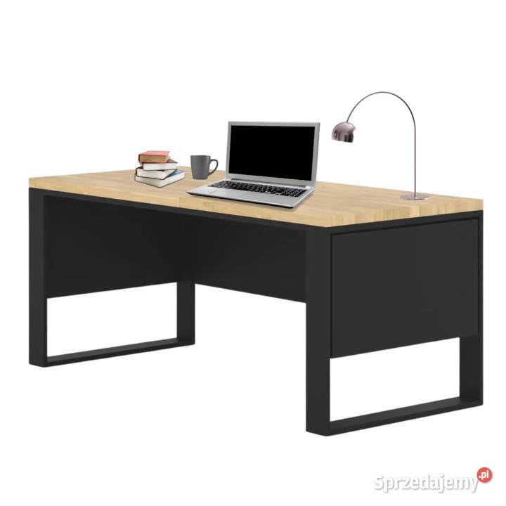 Biurko z Drewna Dębowego Stalowy Stelaż z Gdów