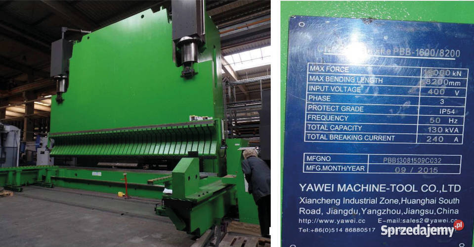 Hydrauliczna prasa krawędziowa YAWEI 16008200 Nowe Miasto nad Pilicą sprzedam